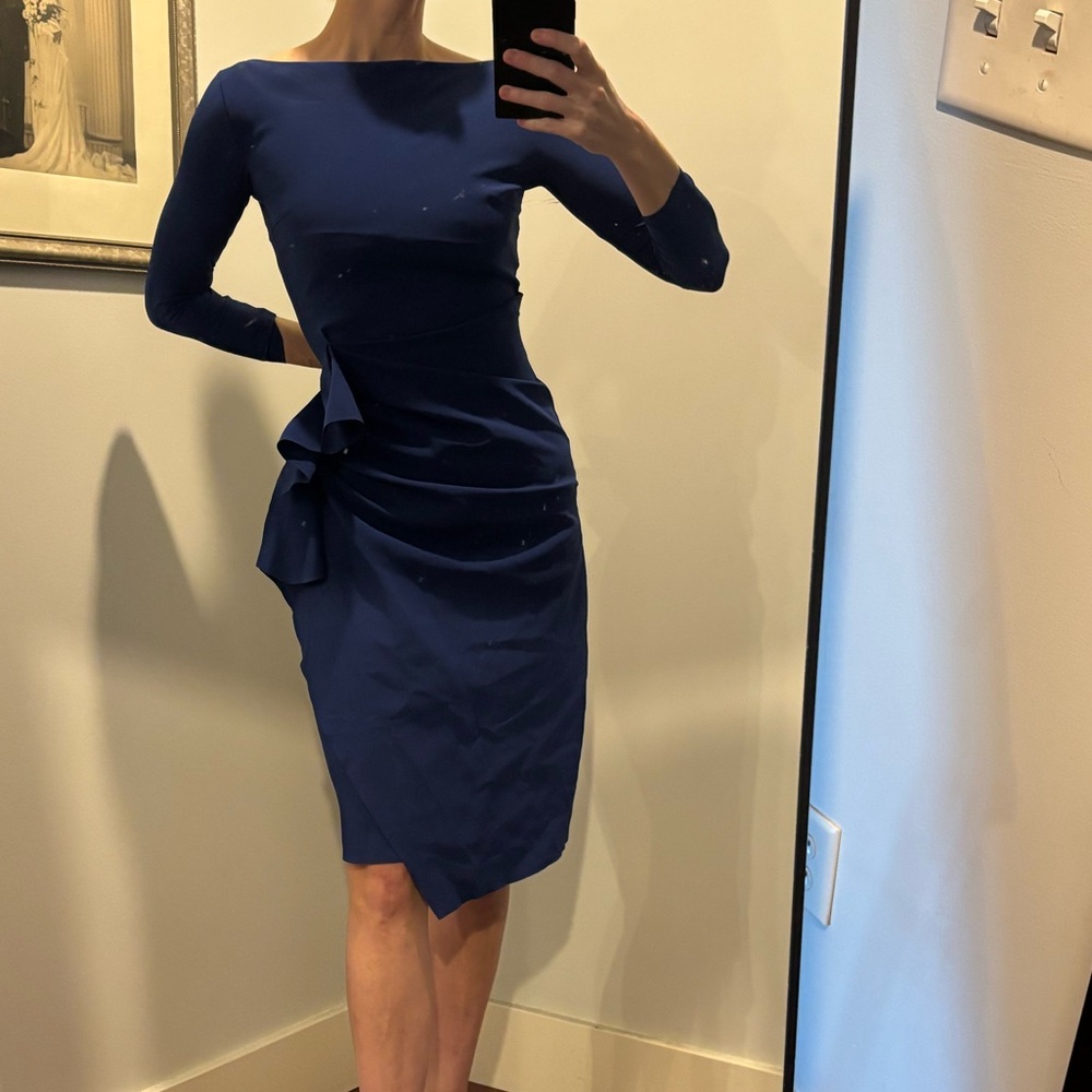 Chiara Boni Blue Long-Sleeve Dress body con